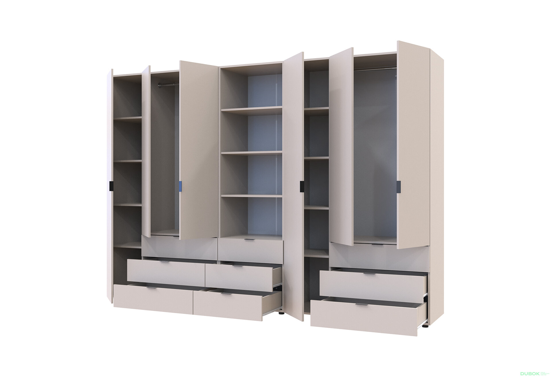 Fotografia 2 - Skriňa šesťdverová s regálom s zásuvkami Gelar 292.4 cm kašemír