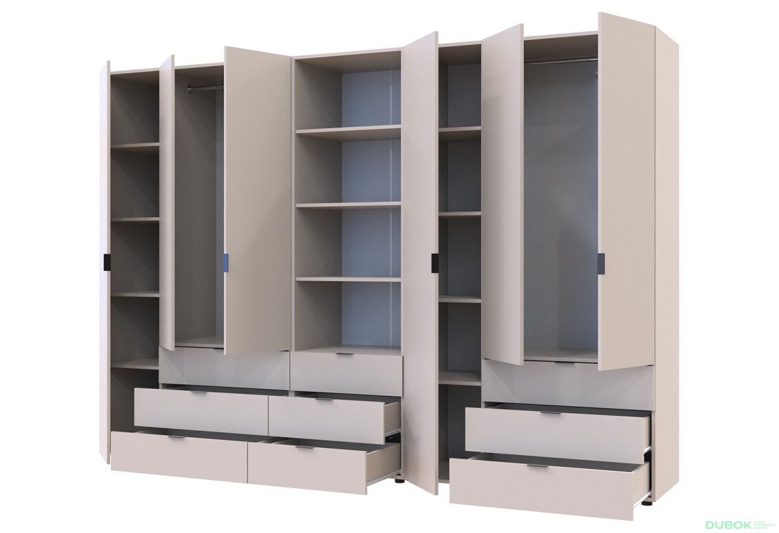 Fotografia 2 - Skriňa šesťdverová s regálom s zásuvkami Gelar 292.4 cm kašemír