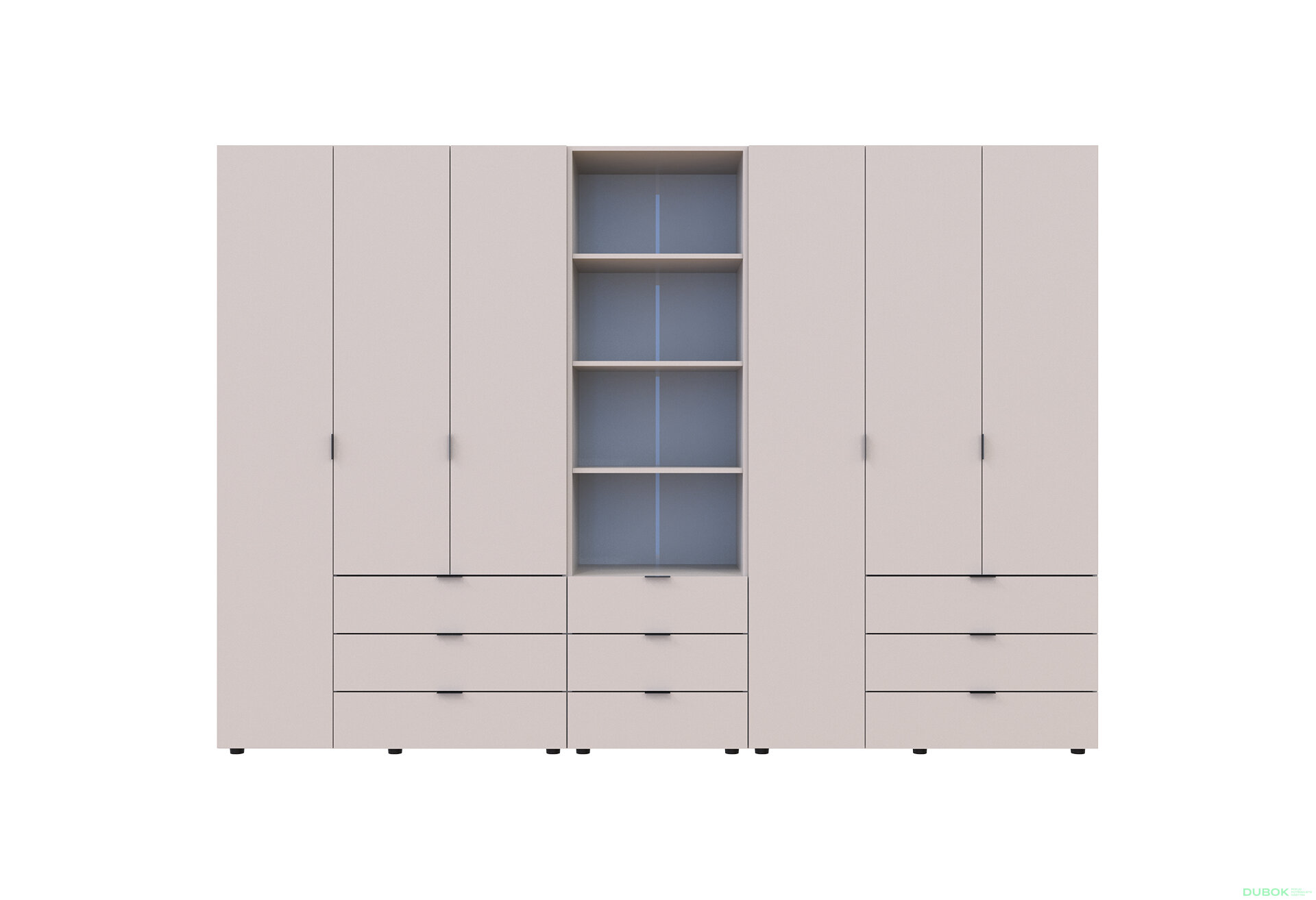 Fotografia 3 - Skriňa šesťdverová s regálom s zásuvkami Gelar 292.4 cm kašemír