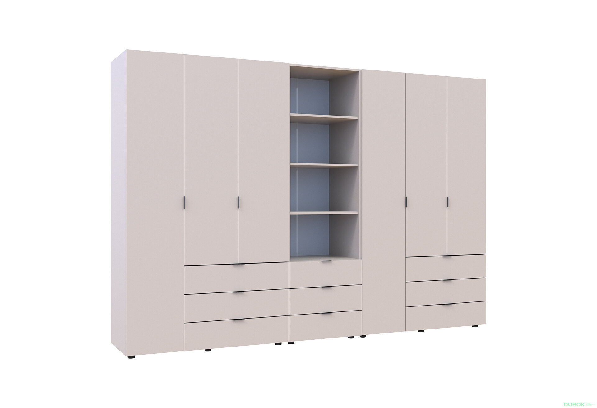 Fotografia 4 - Skriňa šesťdverová s regálom s zásuvkami Gelar 292.4 cm kašemír