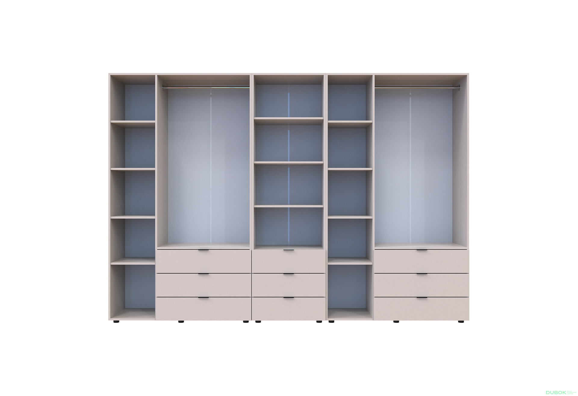 Fotografia 5 - Skriňa šesťdverová s regálom s zásuvkami Gelar 292.4 cm kašemír