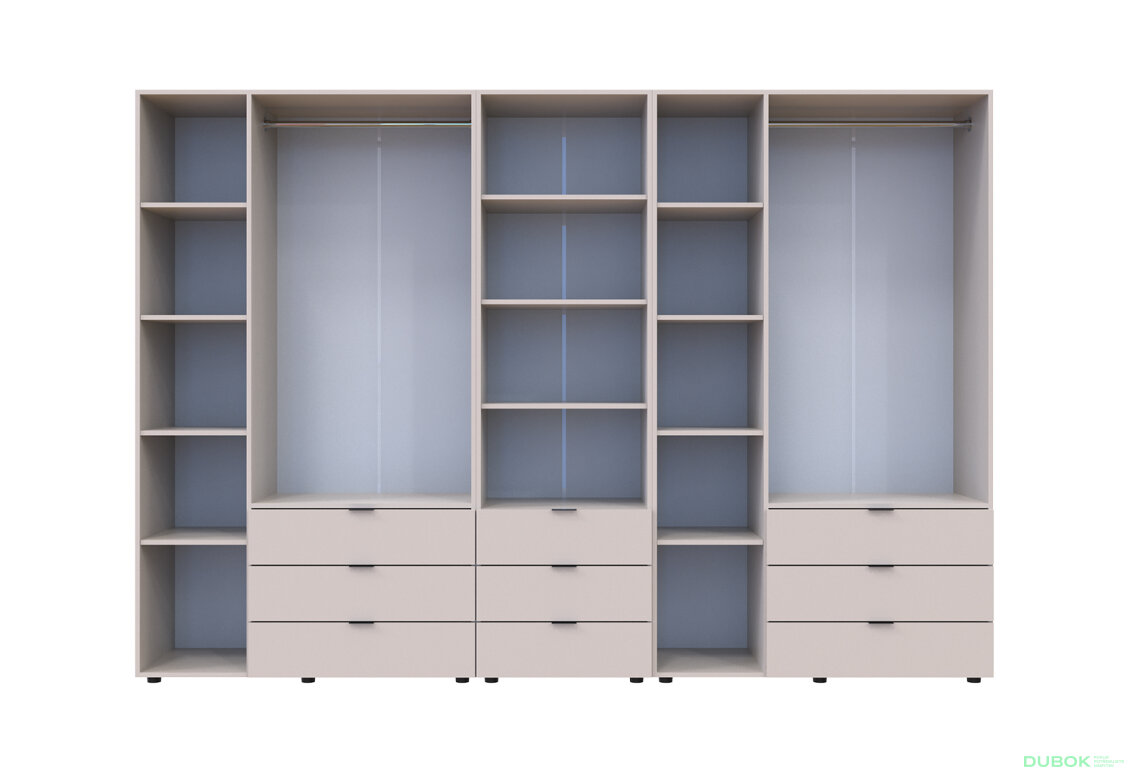 Fotografia 5 - Skriňa šesťdverová s regálom s zásuvkami Gelar 292.4 cm kašemír
