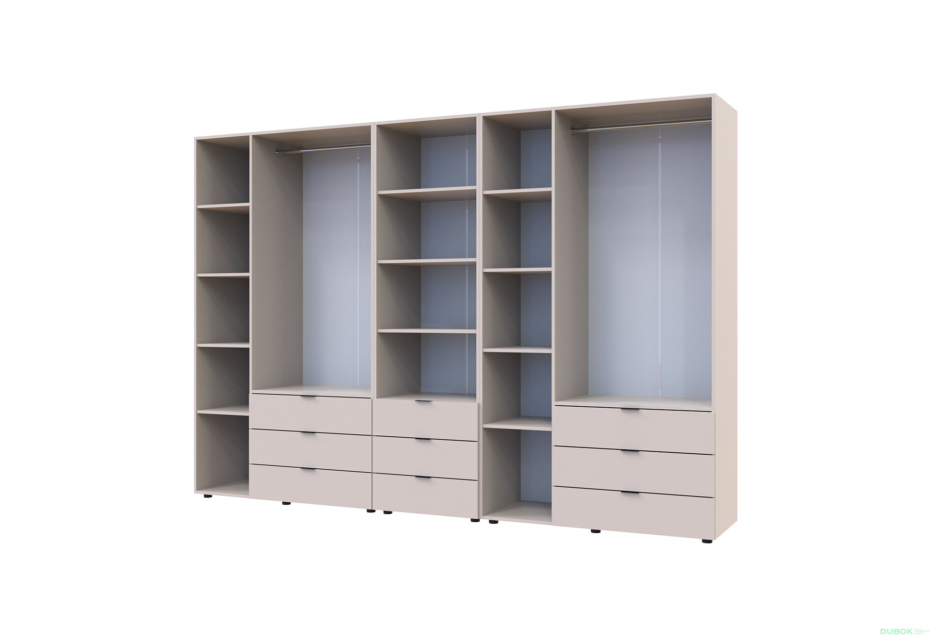 Fotografia 6 - Skriňa šesťdverová s regálom s zásuvkami Gelar 292.4 cm kašemír