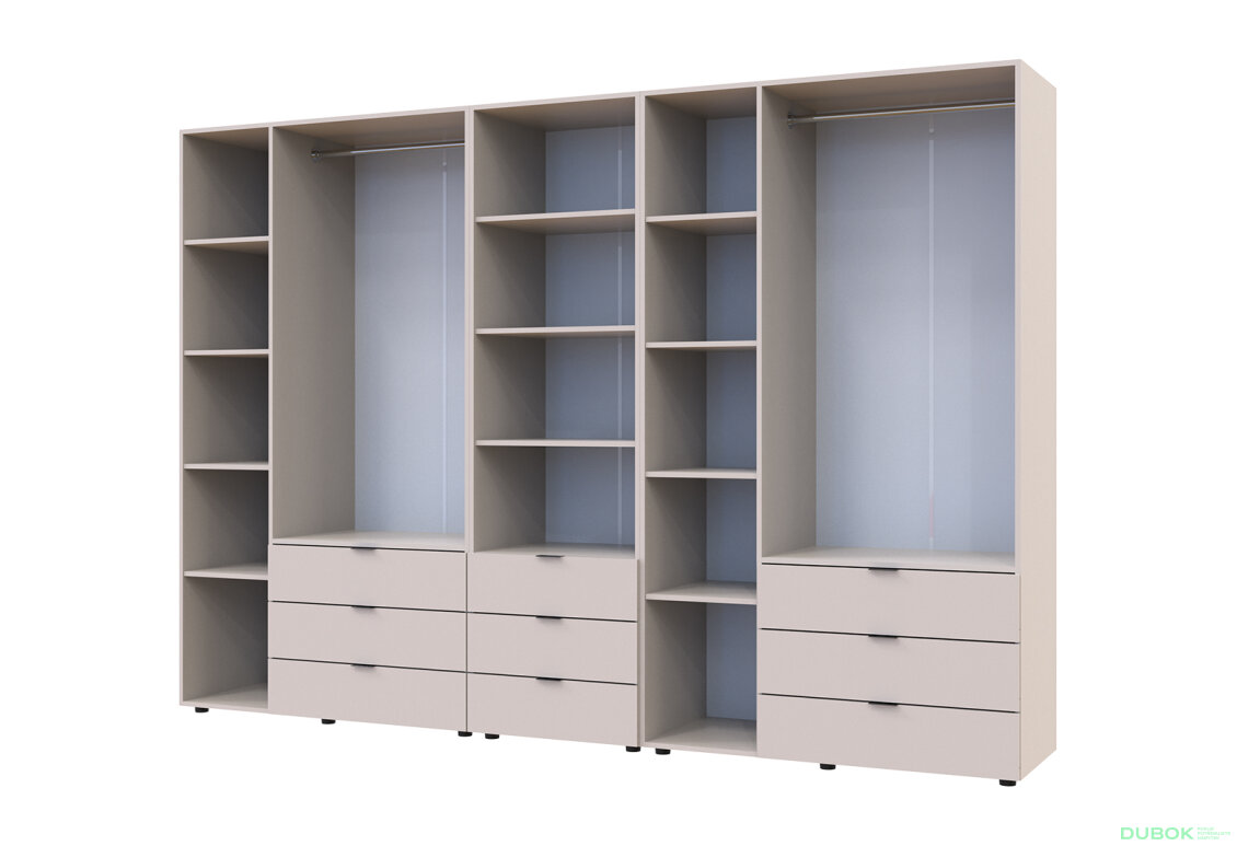 Fotografia 6 - Skriňa šesťdverová s regálom s zásuvkami Gelar 292.4 cm kašemír