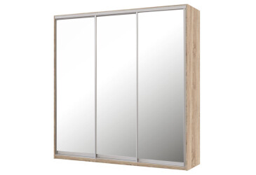 Skriňa 3D 1800x600x2400, 3 zrkadlá, Svetlý dub sonoma