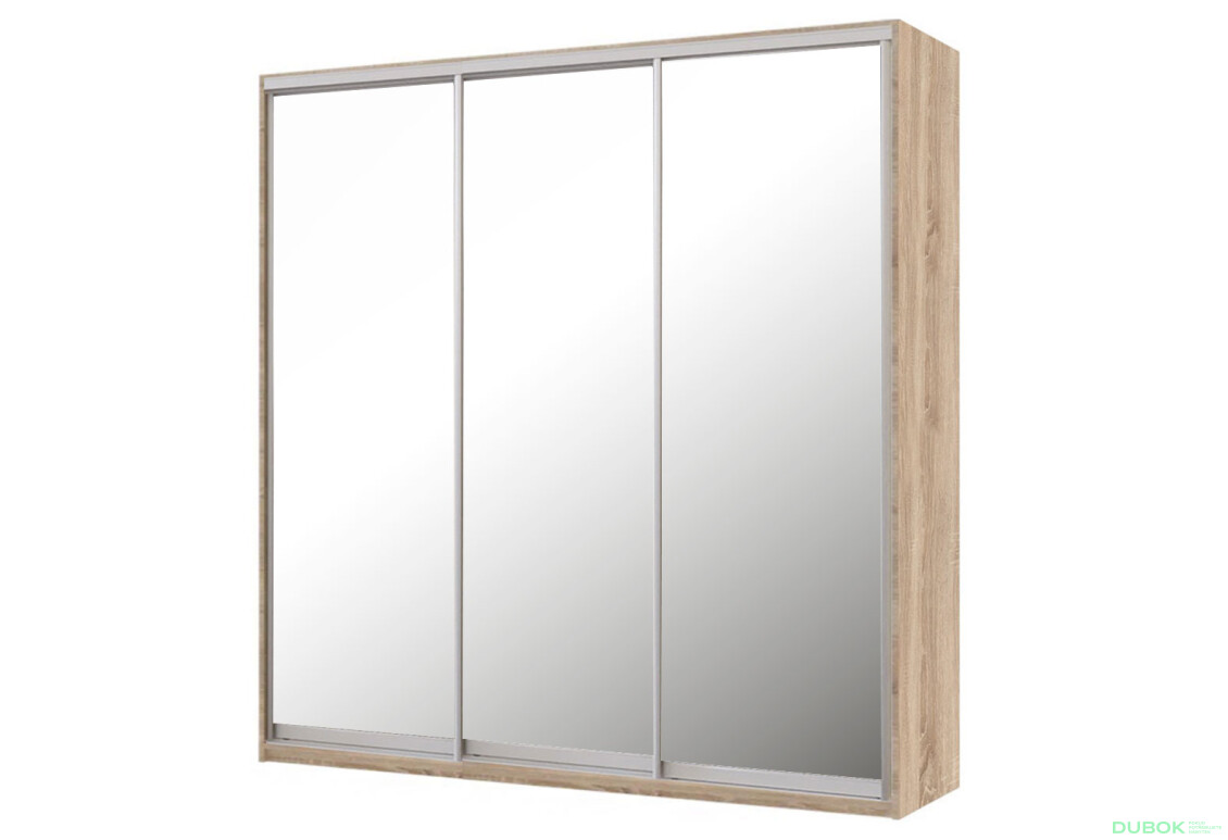 Skriňa 3D 1800x600x2400, 3 zrkadlá, Svetlý dub sonoma - Fotografia 1 Fotografia 1 - Skriňa 3D 1800x600x2400, 3 zrkadlá, Svetlý dub sonoma