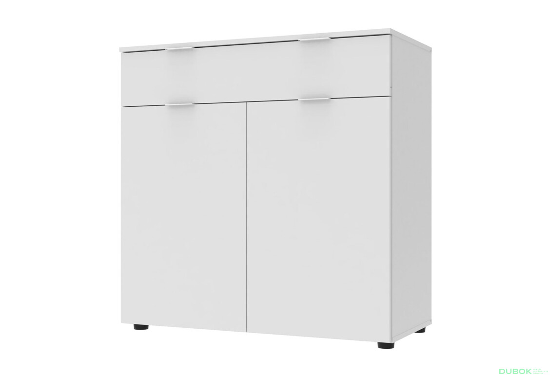 Komoda s dvierkami a zásuvkou Ron 2 80 cm Biela