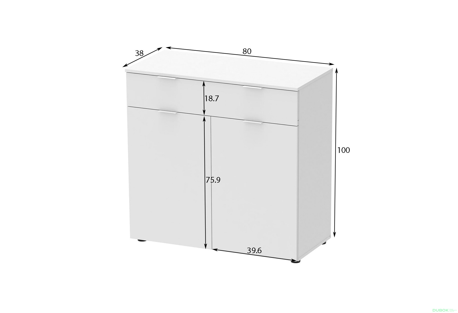 Komoda s dvierkami a zásuvkou Ron 2 80 cm Biela - Fotografia 7 Fotografia 7 - Komoda s dvierkami a zásuvkou Ron 2 80 cm Biela