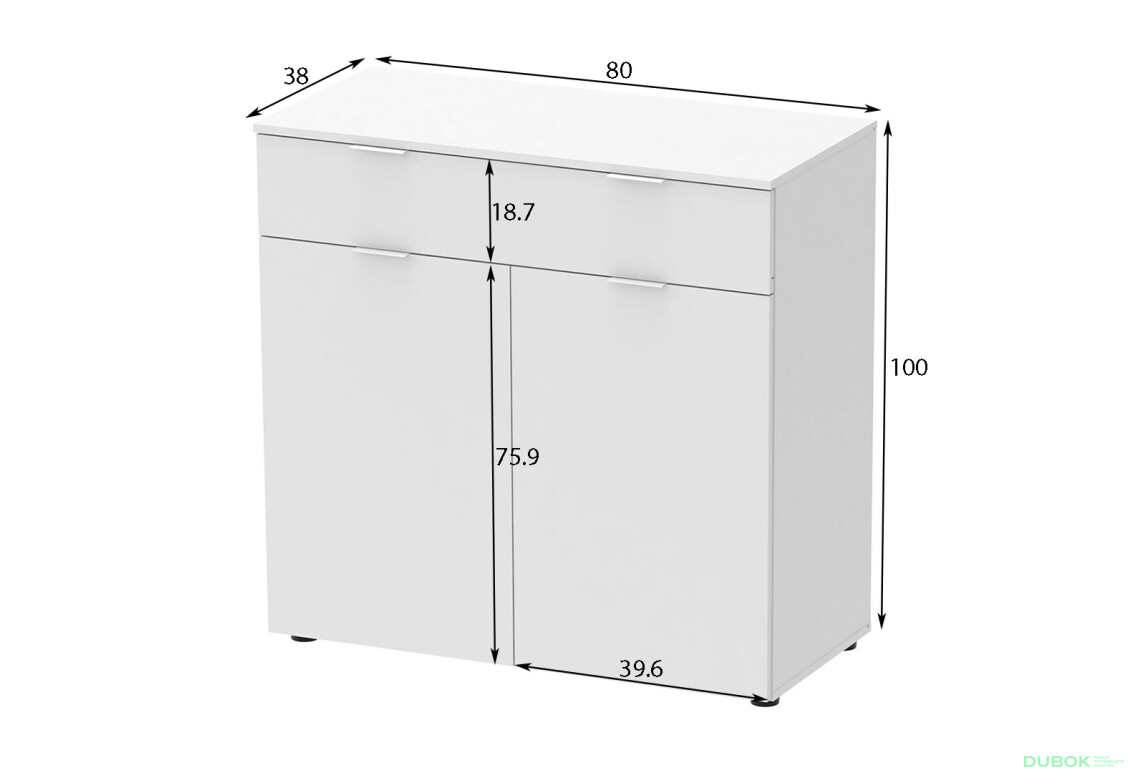 Komoda s dvierkami a zásuvkou Ron 2 80 cm Biela - Fotografia 7 Fotografia 7 - Komoda s dvierkami a zásuvkou Ron 2 80 cm Biela