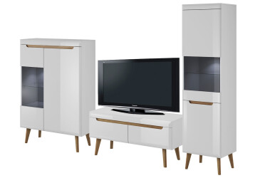 Obývacia zostava 2.5 m Nordi biela / biely lesk