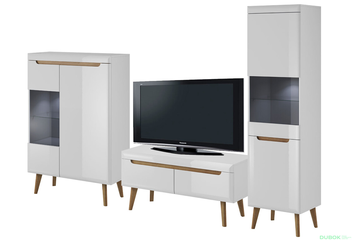Obývacia zostava 2.5 m Nordi biela / biely lesk