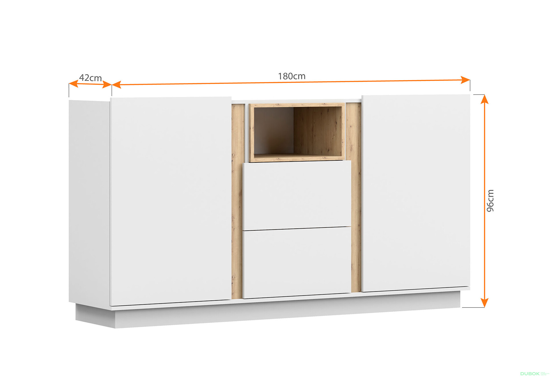 Fotografia 4 - Komoda 180 Grey biela, artisan / biela Idczak meble