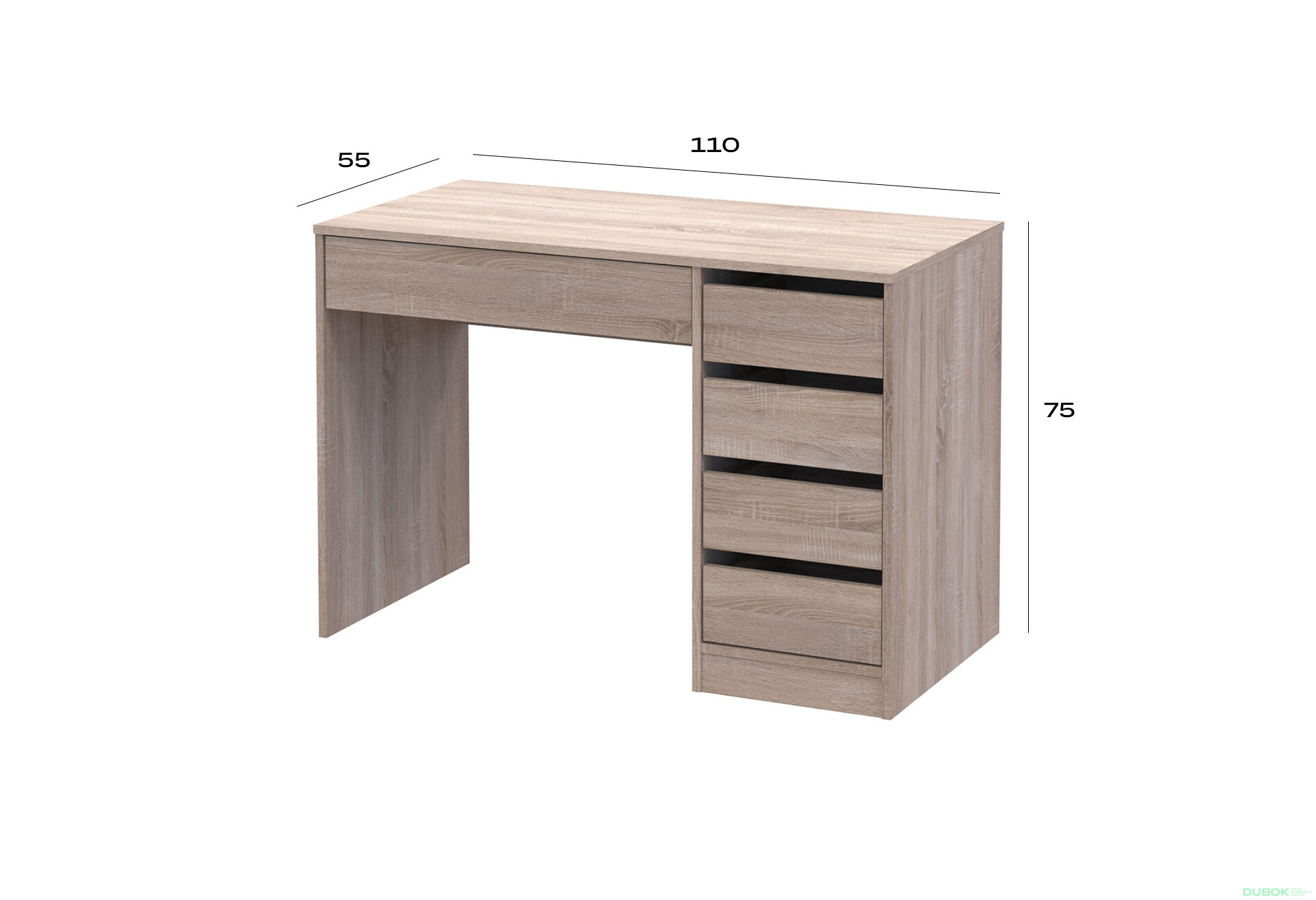 Fotografia 7 - Písací stôl s pravou montážou Profi 110 cm dub sonoma