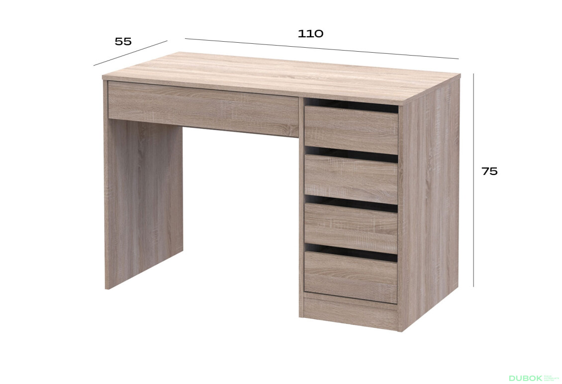 Fotografia 7 - Písací stôl s pravou montážou Profi 110 cm dub sonoma