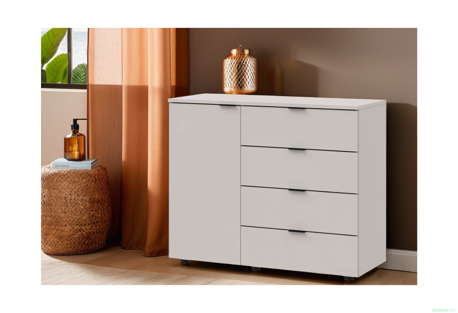 Komoda s dvierkami a 4 zásuvkami GC1 100 cm Kašmír Gelar - Fotografia 2 Fotografia 2 - Komoda s dvierkami a 4 zásuvkami GC1 100 cm Kašmír Gelar