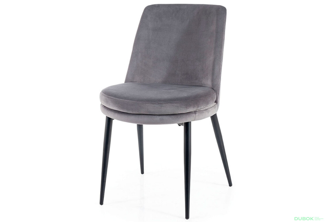 Stolička Kayla Velvet, šedá Bluvel 14, kov čierna matná