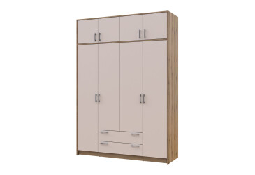 Skriňa Rondi 4 z drevotriesky s horným úložným priestorom artisan dub / kašmír 160x52x236 cm
