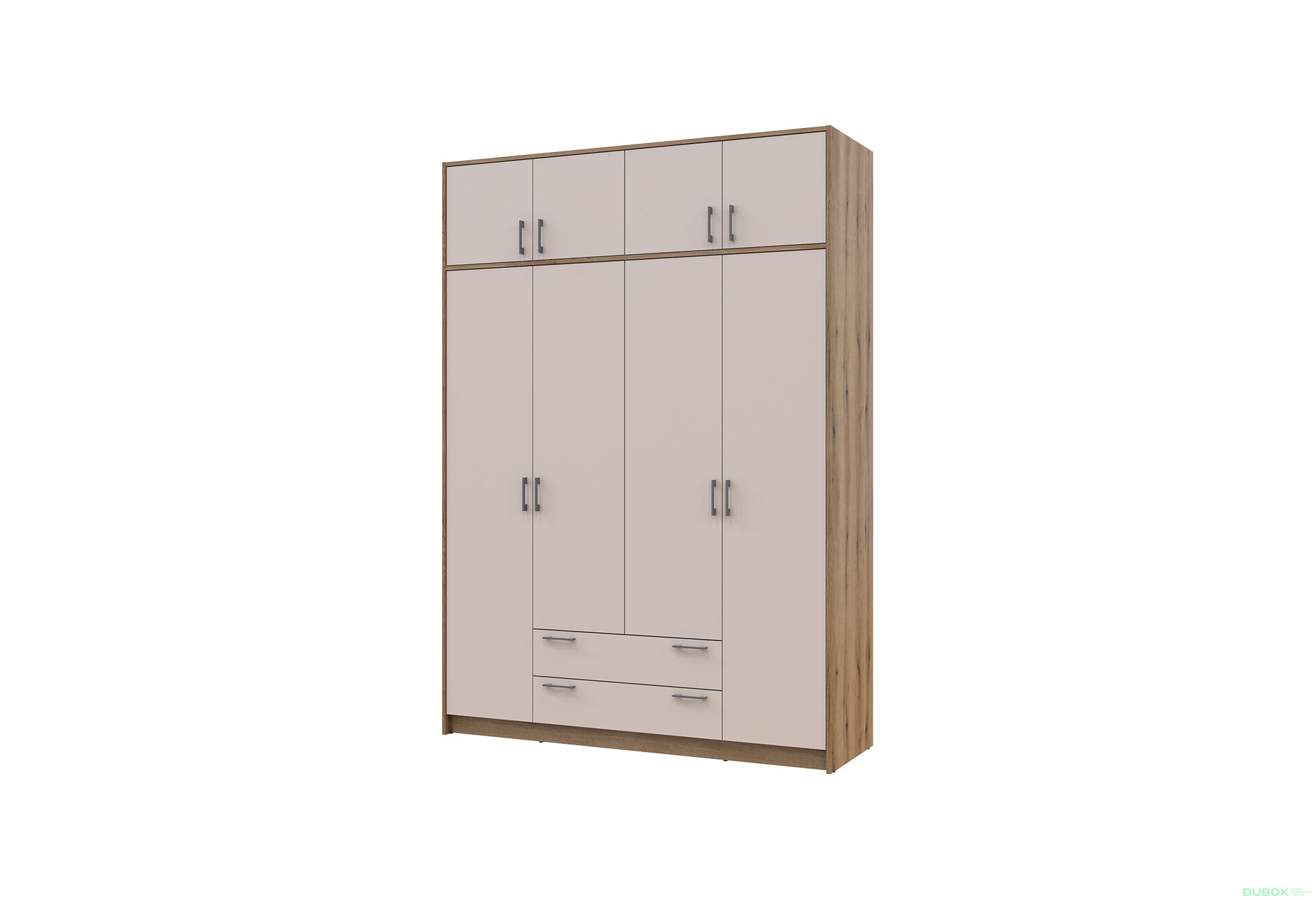 Fotografia 1 - Skriňa Rondi 4 z drevotriesky s horným úložným priestorom artisan dub / kašmír 160x52x236 cm