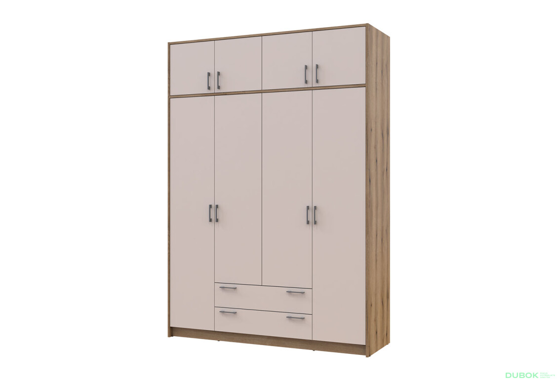 Skriňa Rondi 4 z drevotriesky s horným úložným priestorom artisan dub / kašmír 160x52x236 cm
