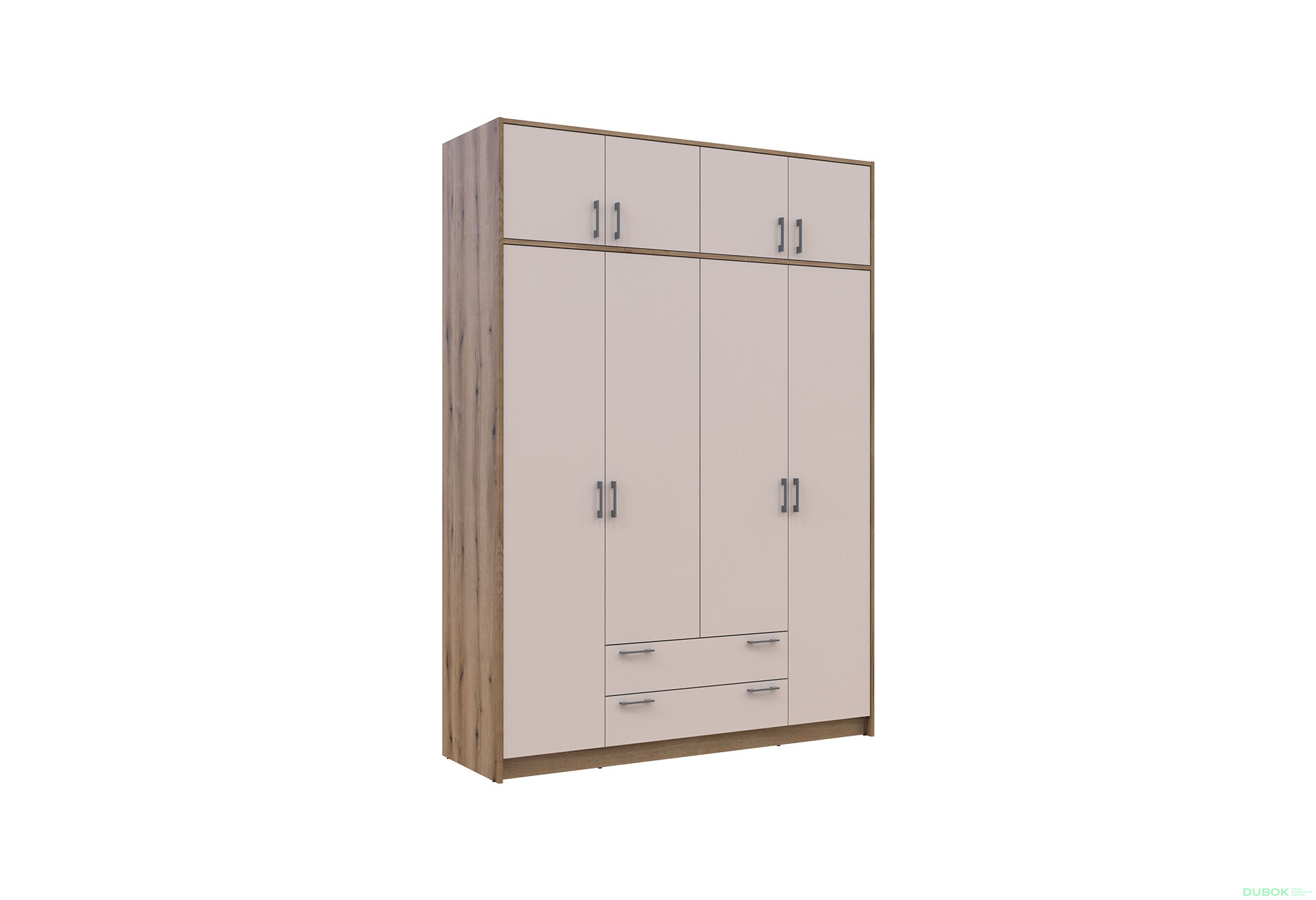 Skriňa Rondi 4 z drevotriesky s horným úložným priestorom artisan dub / kašmír 160x52x236 cm - Fotografia 4 Fotografia 4 - Skriňa Rondi 4 z drevotriesky s horným úložným priestorom artisan dub / kašmír 160x52x236 cm