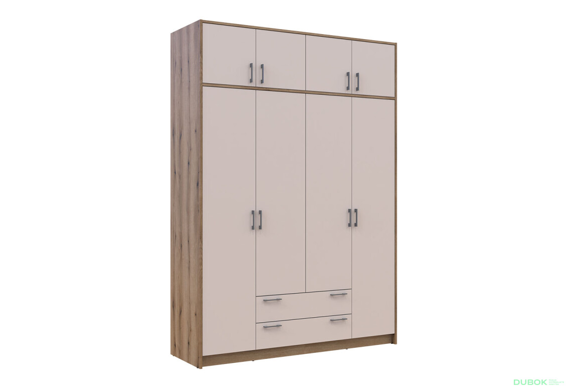 Skriňa Rondi 4 z drevotriesky s horným úložným priestorom artisan dub / kašmír 160x52x236 cm - Fotografia 4 Fotografia 4 - Skriňa Rondi 4 z drevotriesky s horným úložným priestorom artisan dub / kašmír 160x52x236 cm
