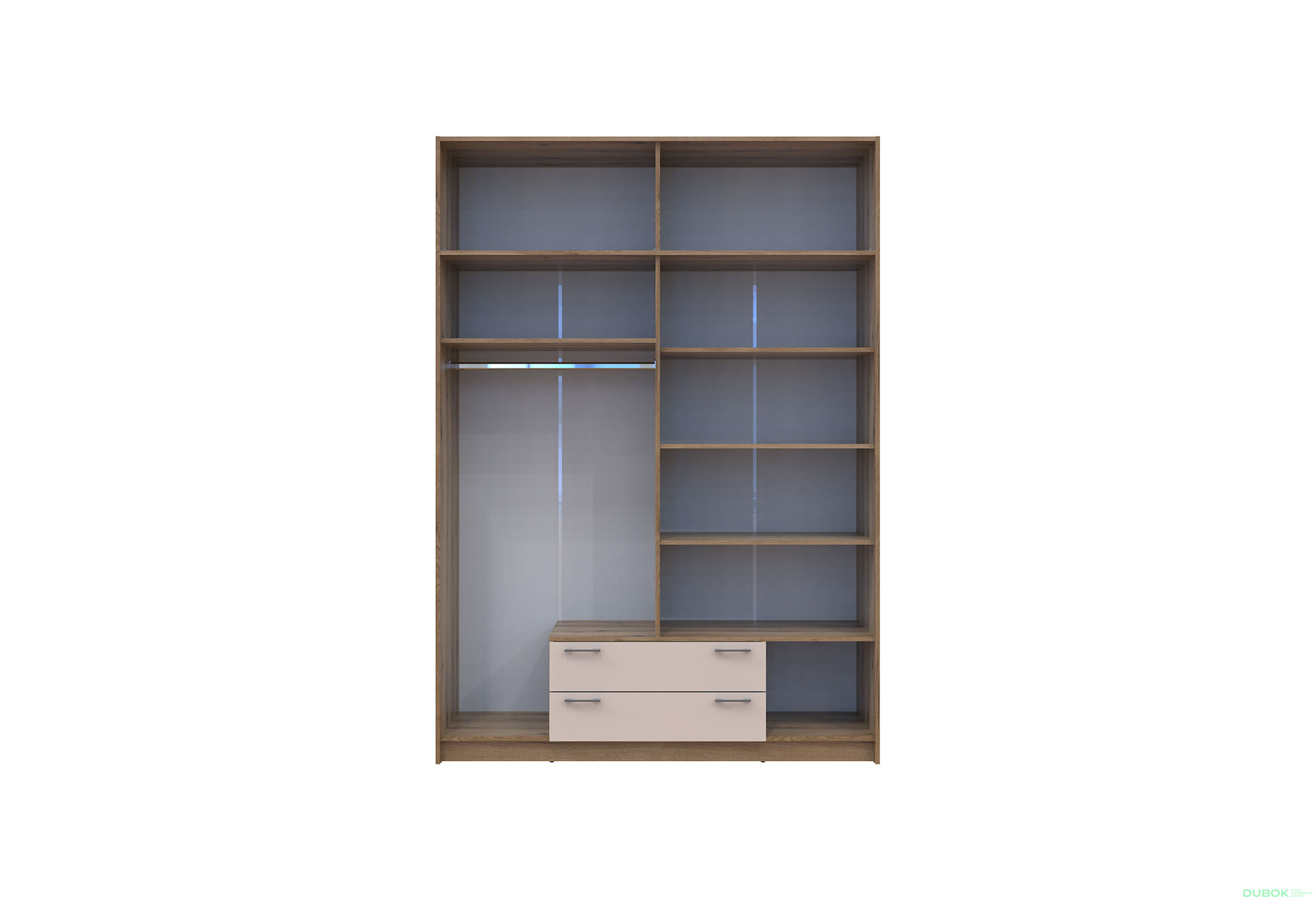 Skriňa Rondi 4 z drevotriesky s horným úložným priestorom artisan dub / kašmír 160x52x236 cm - Fotografia 6 Fotografia 6 - Skriňa Rondi 4 z drevotriesky s horným úložným priestorom artisan dub / kašmír 160x52x236 cm