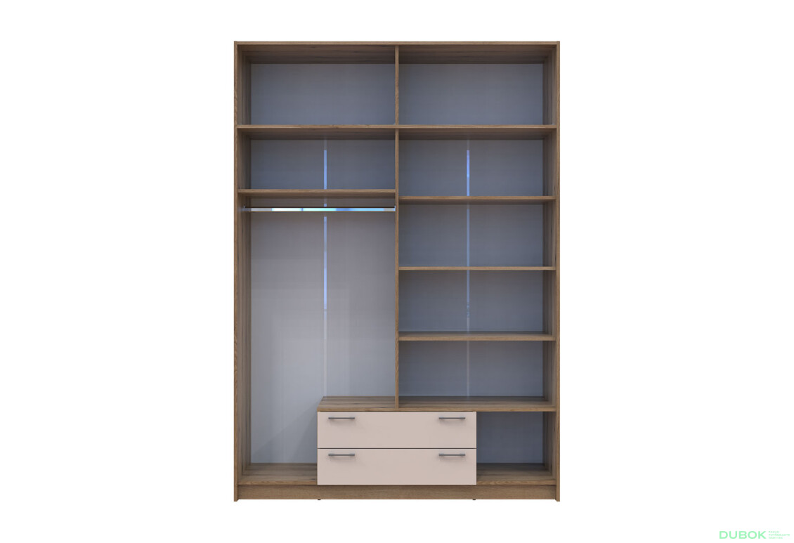 Skriňa Rondi 4 z drevotriesky s horným úložným priestorom artisan dub / kašmír 160x52x236 cm - Fotografia 6 Fotografia 6 - Skriňa Rondi 4 z drevotriesky s horným úložným priestorom artisan dub / kašmír 160x52x236 cm
