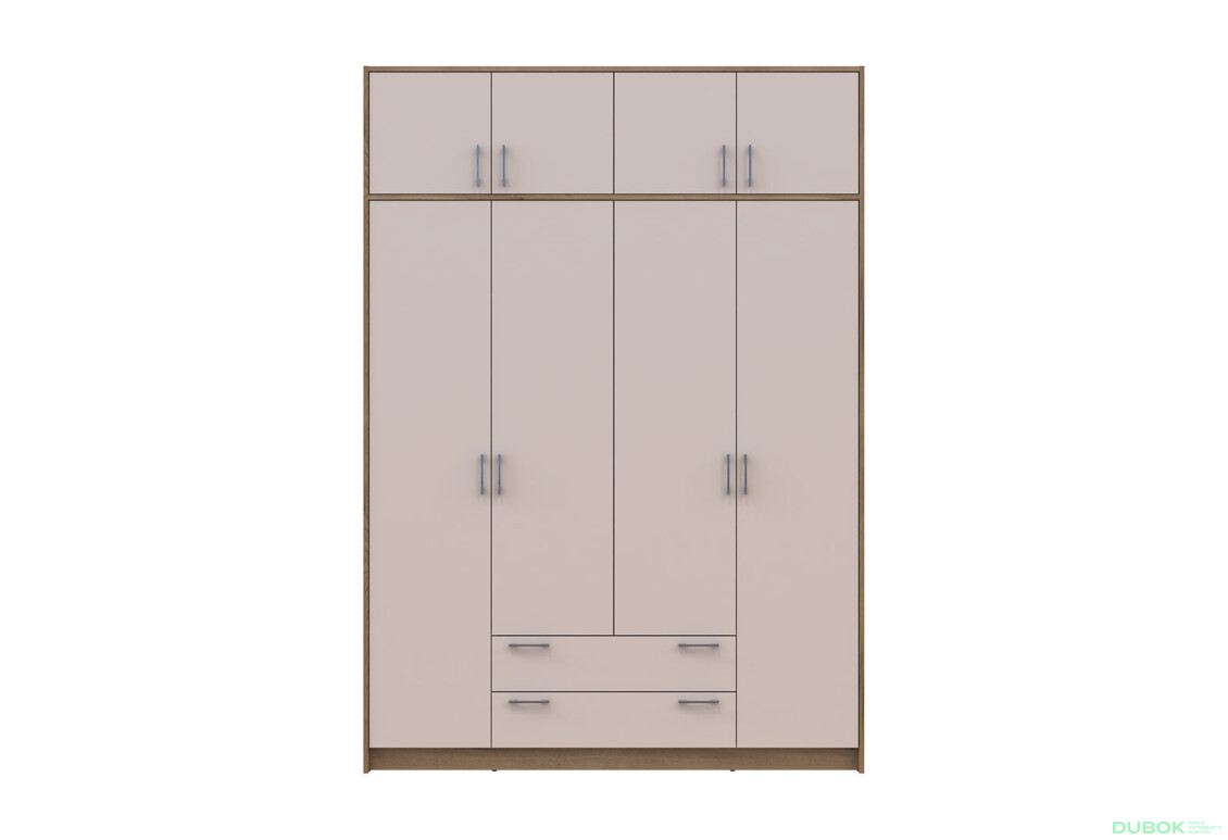 Fotografia 5 - Skriňa Rondi 4 z drevotriesky s horným úložným priestorom artisan dub / kašmír 160x52x236 cm