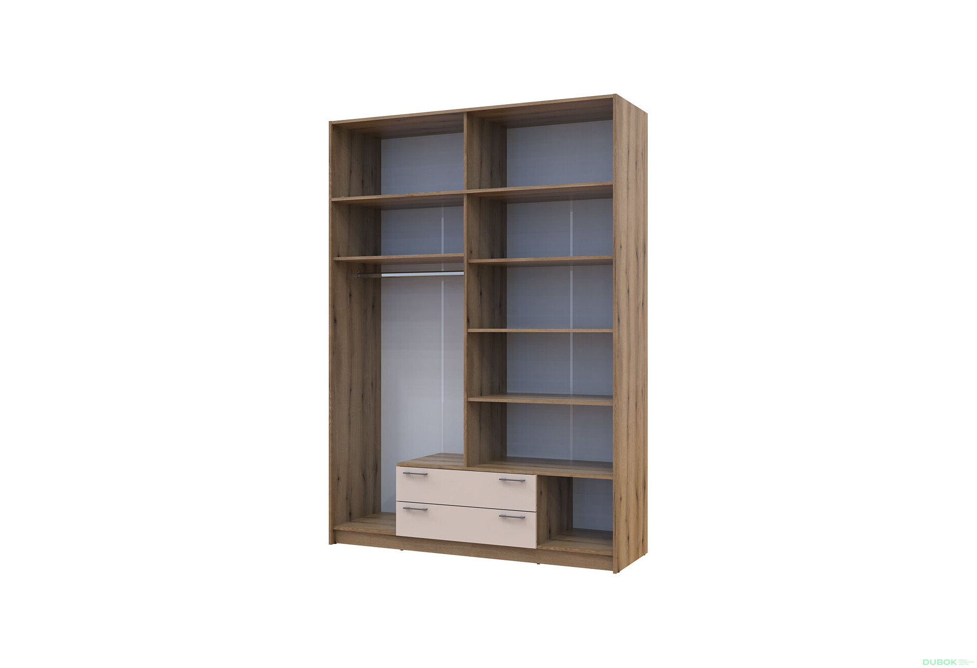 Skriňa Rondi 4 z drevotriesky s horným úložným priestorom artisan dub / kašmír 160x52x236 cm - Fotografia 7 Fotografia 7 - Skriňa Rondi 4 z drevotriesky s horným úložným priestorom artisan dub / kašmír 160x52x236 cm