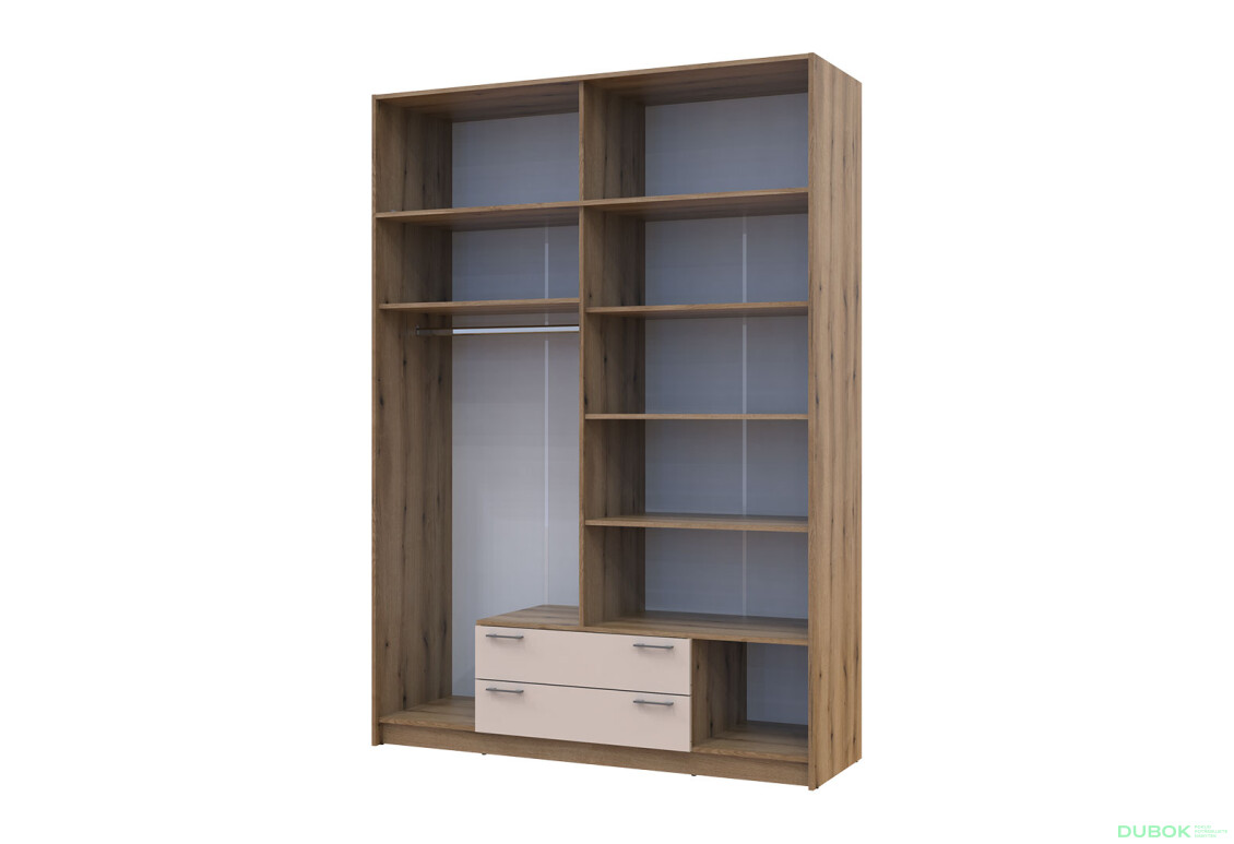 Skriňa Rondi 4 z drevotriesky s horným úložným priestorom artisan dub / kašmír 160x52x236 cm - Fotografia 7 Fotografia 7 - Skriňa Rondi 4 z drevotriesky s horným úložným priestorom artisan dub / kašmír 160x52x236 cm