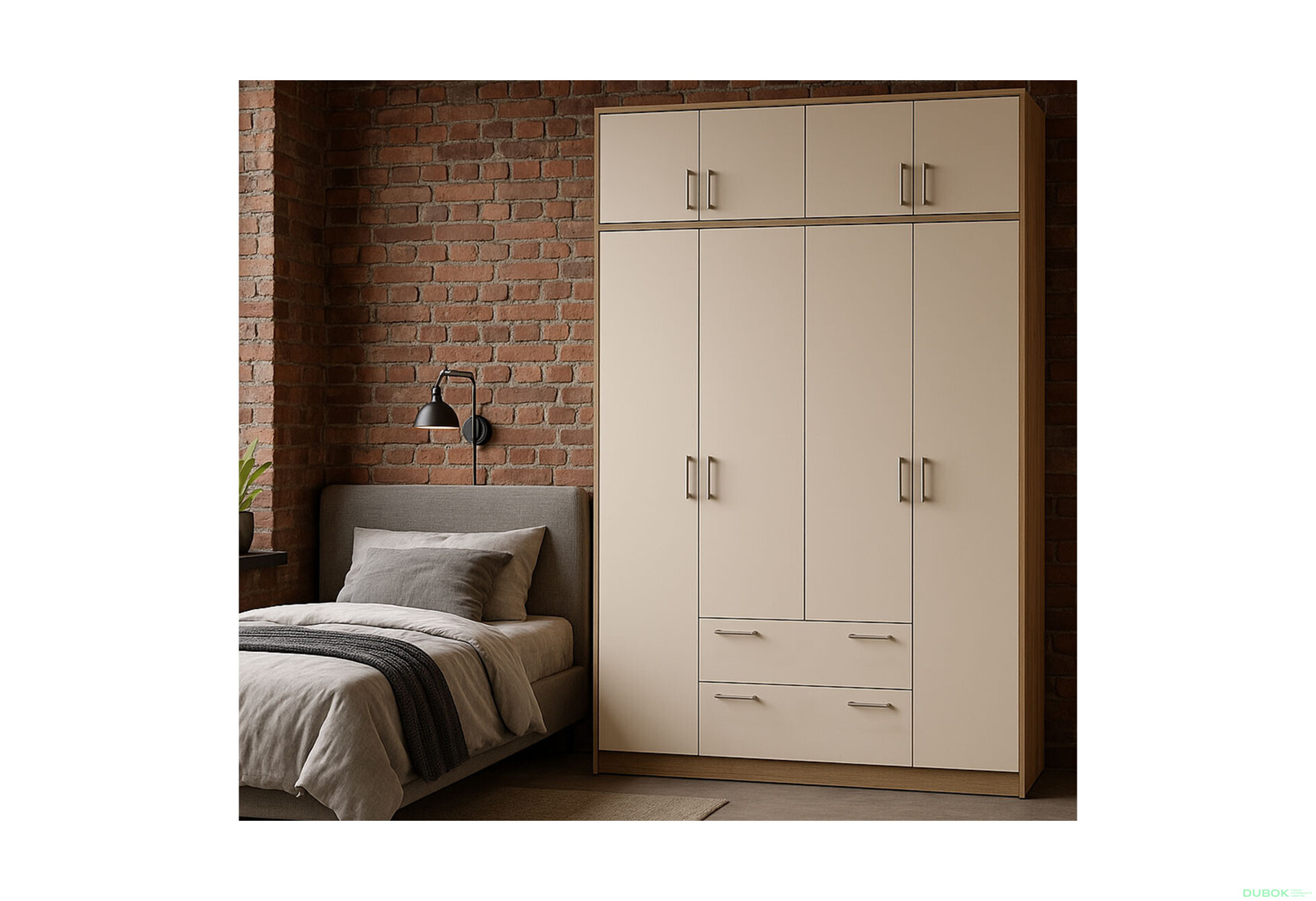 Fotografia 8 - Skriňa Rondi 4 z drevotriesky s horným úložným priestorom artisan dub / kašmír 160x52x236 cm