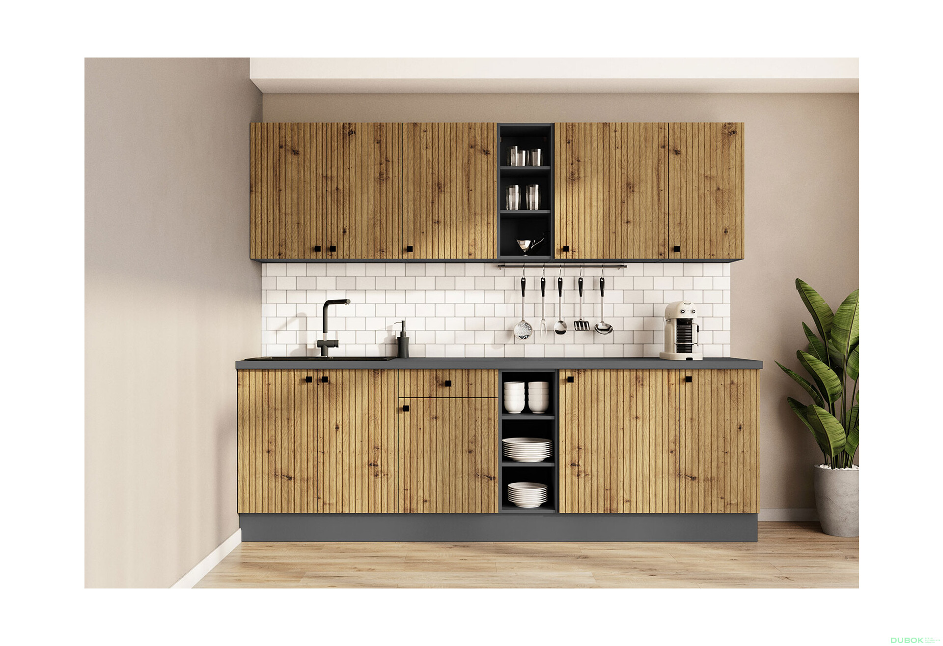 Fotografia 1 - Modulárna kuchyňa Ava antracit / dub artisan