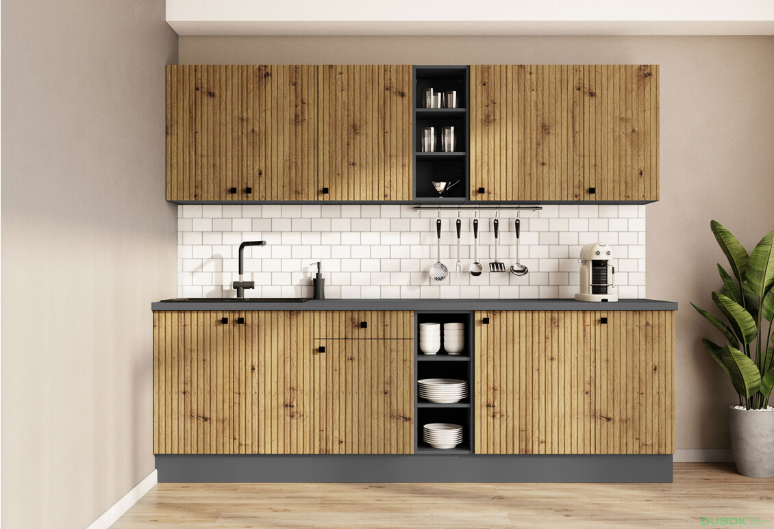 Modulárna kuchyňa Ava antracit / dub artisan