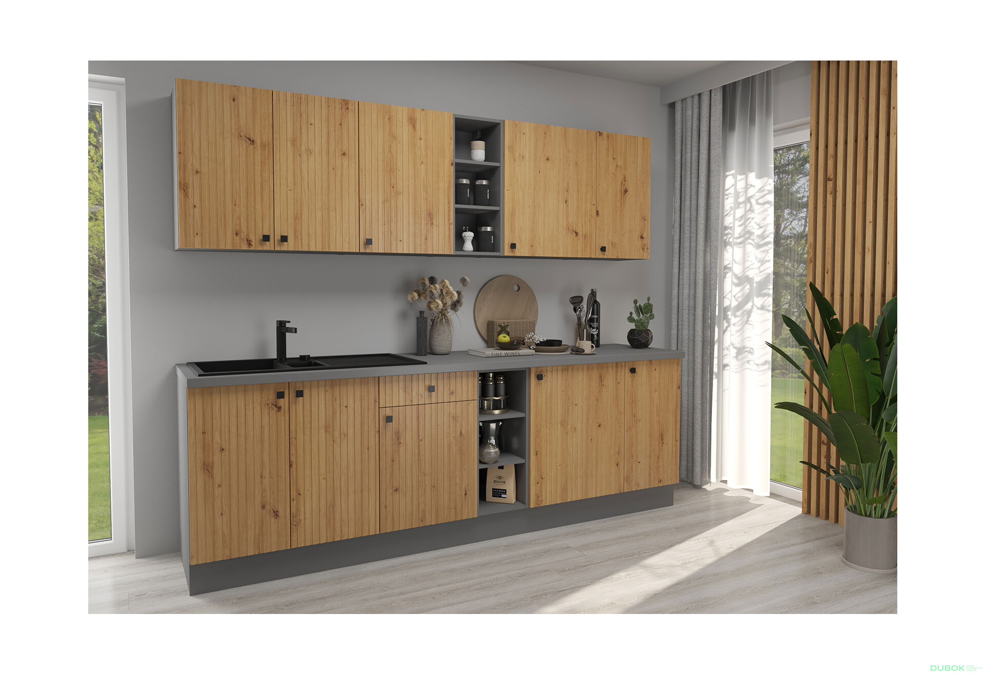 Fotografia 2 - Modulárna kuchyňa Ava antracit / dub artisan