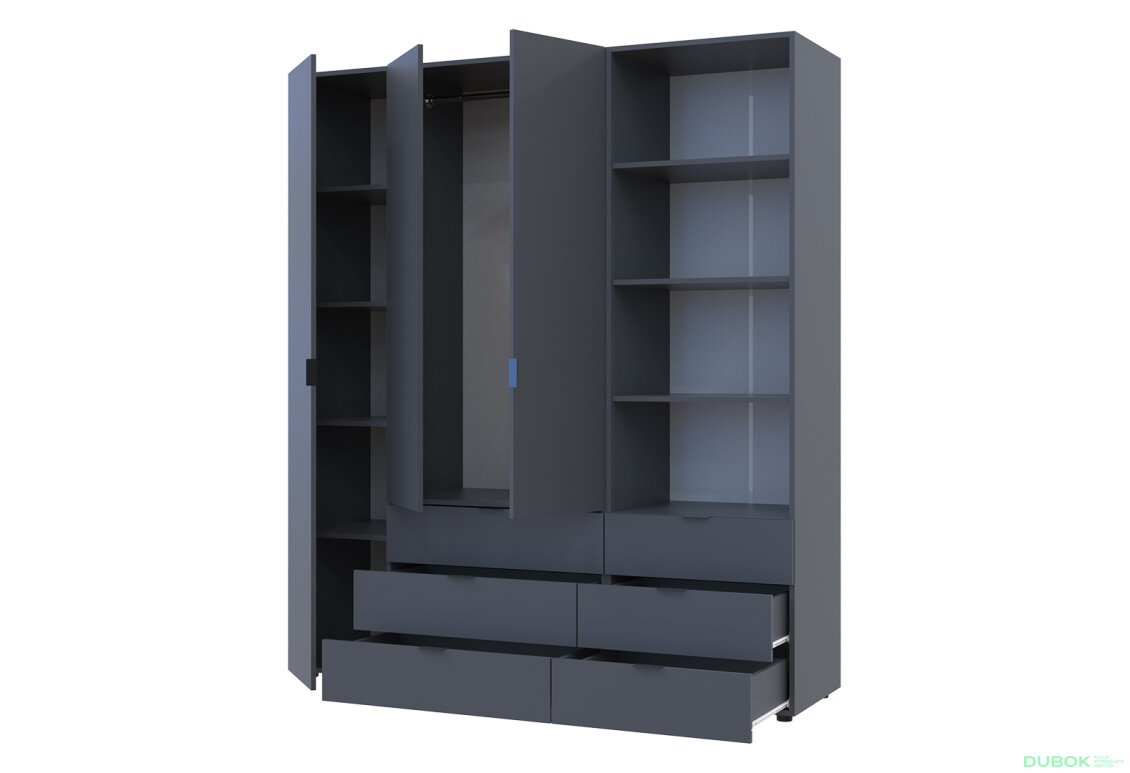 Fotografia 2 - Skriňa 3D s regálom s zásuvkami Gelar 176.2 cm grafit