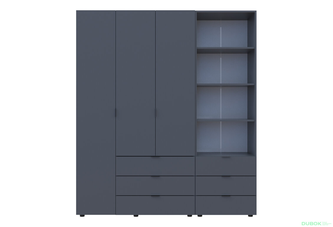 Fotografia 3 - Skriňa 3D s regálom s zásuvkami Gelar 176.2 cm grafit