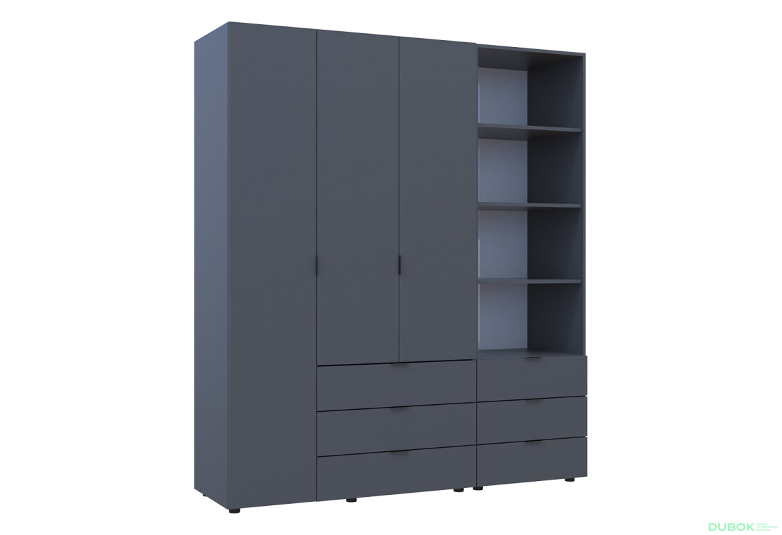Fotografia 4 - Skriňa 3D s regálom s zásuvkami Gelar 176.2 cm grafit
