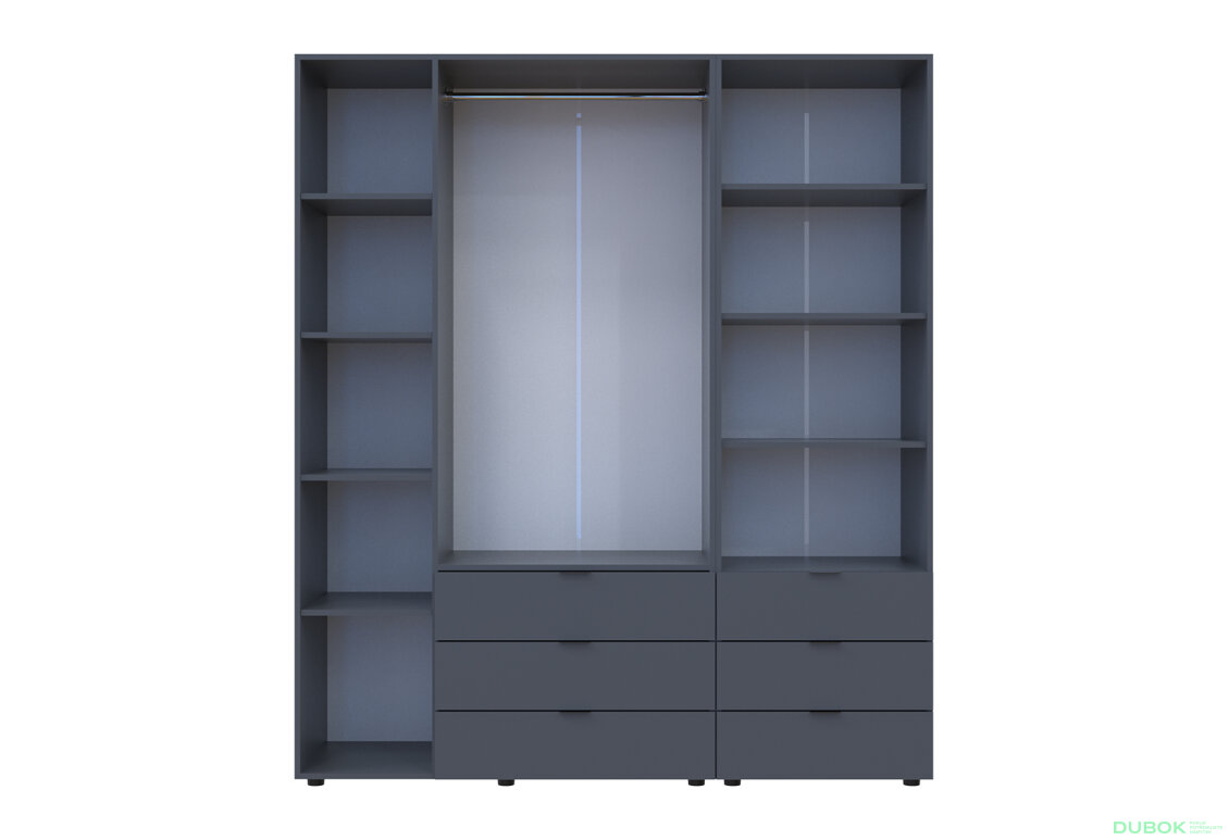 Fotografia 5 - Skriňa 3D s regálom s zásuvkami Gelar 176.2 cm grafit
