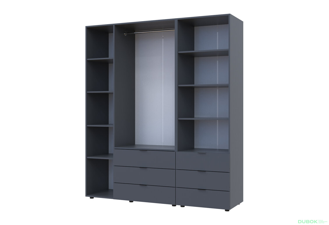 Fotografia 6 - Skriňa 3D s regálom s zásuvkami Gelar 176.2 cm grafit