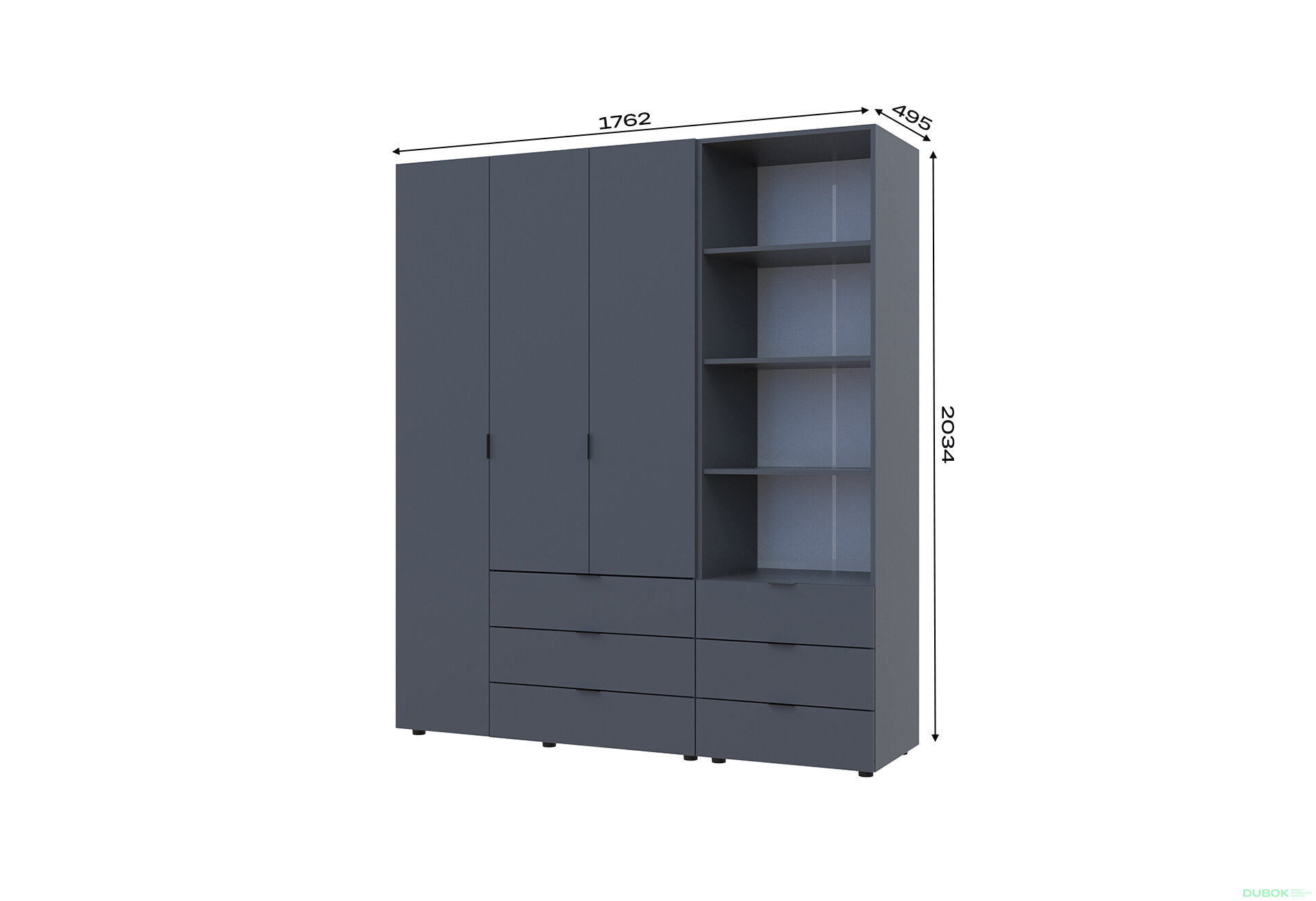 Fotografia 7 - Skriňa 3D s regálom s zásuvkami Gelar 176.2 cm grafit