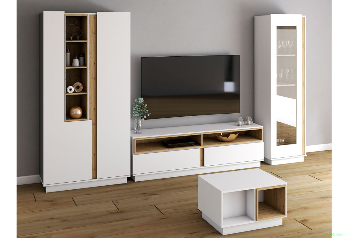 Obývacia zostava 3.4 m biela, artisan / biely Grey Idczak meble