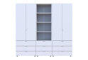 Fotografia 3 - Skriňa štvordverová s regálom s zásuvkami Gelar 215 cm biely