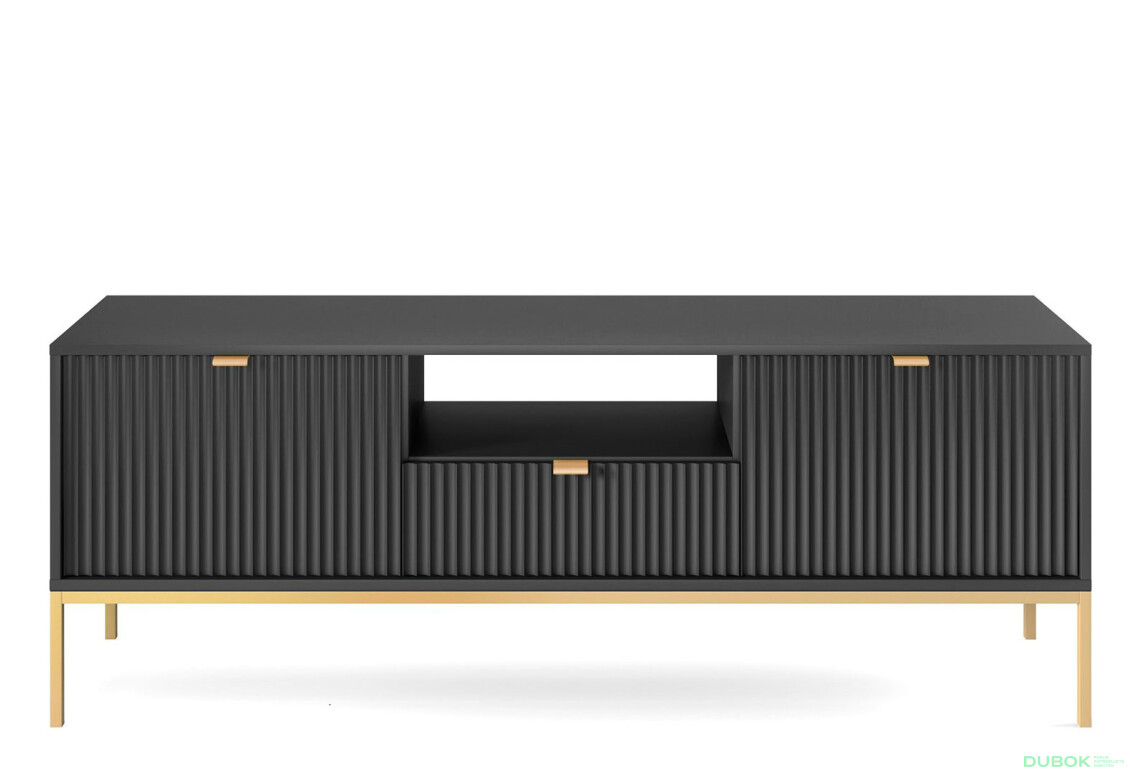 TV stolík RTV154 čierna Nova Zlaté nohy / zlatý úchytky - Fotografia 1 Fotografia 1 - TV stolík RTV154 čierna Nova Zlaté nohy / zlatý úchytky