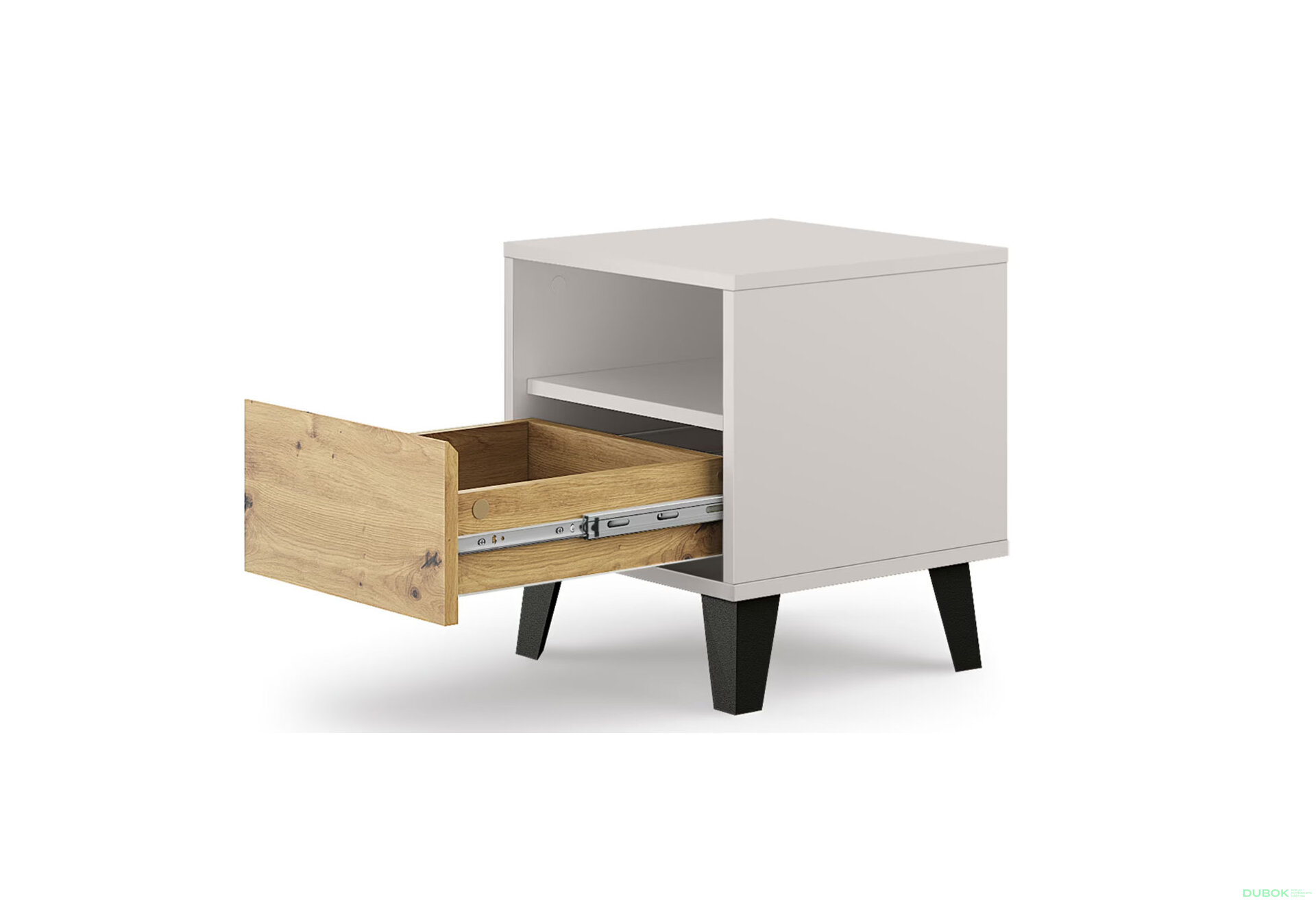 Fotografia 4 - Nočný stolík Borg 1s kašmír / dub artisan