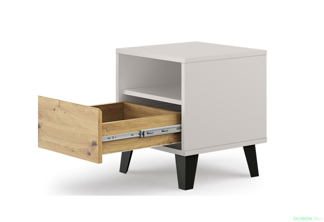 Fotografia 4 - Nočný stolík Borg 1s kašmír / dub artisan