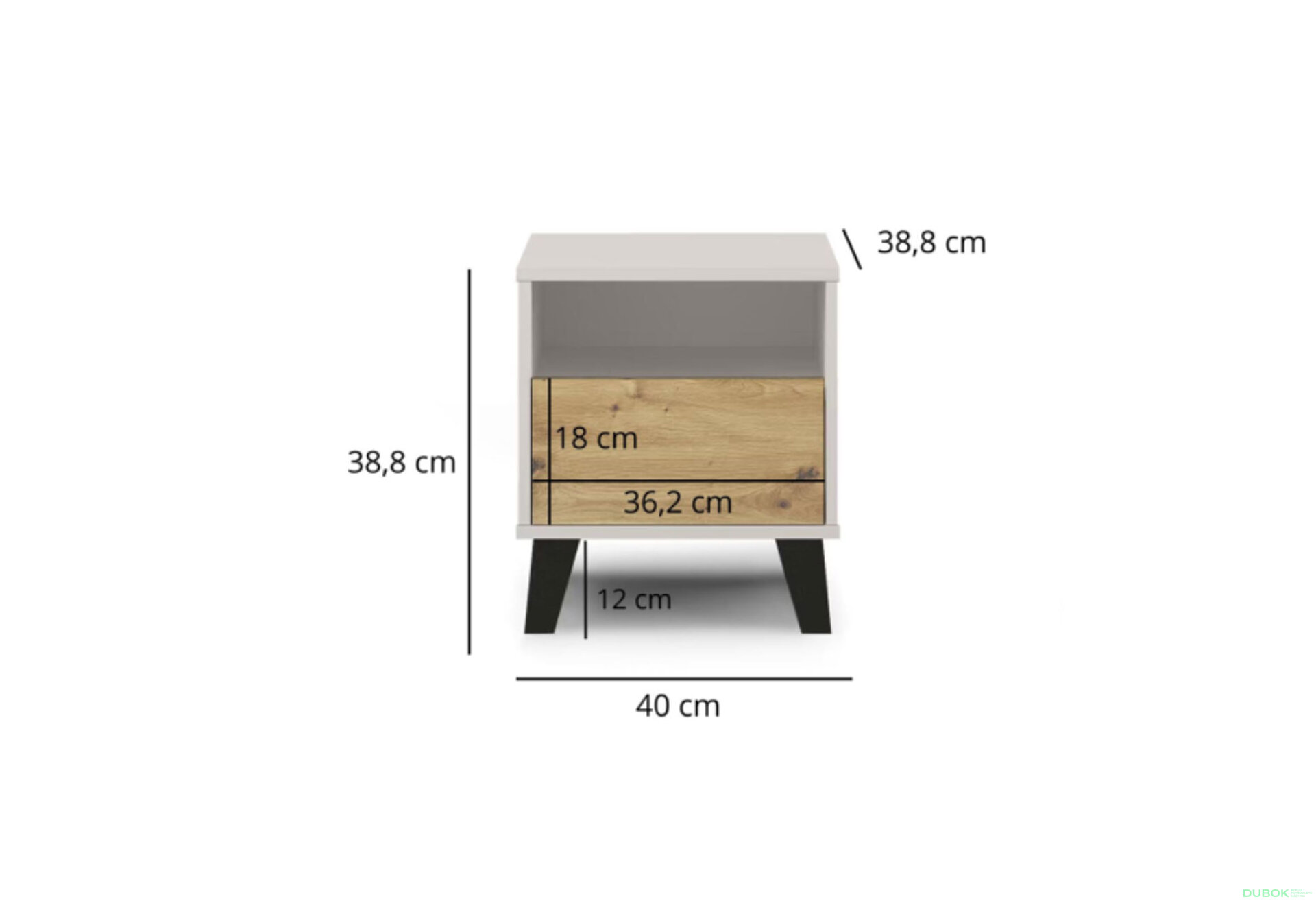 Fotografia 7 - Nočný stolík Borg 1s kašmír / dub artisan