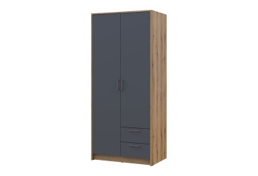 Skriňa 2 drevotrieska dub artisan / grafit 82x52x195