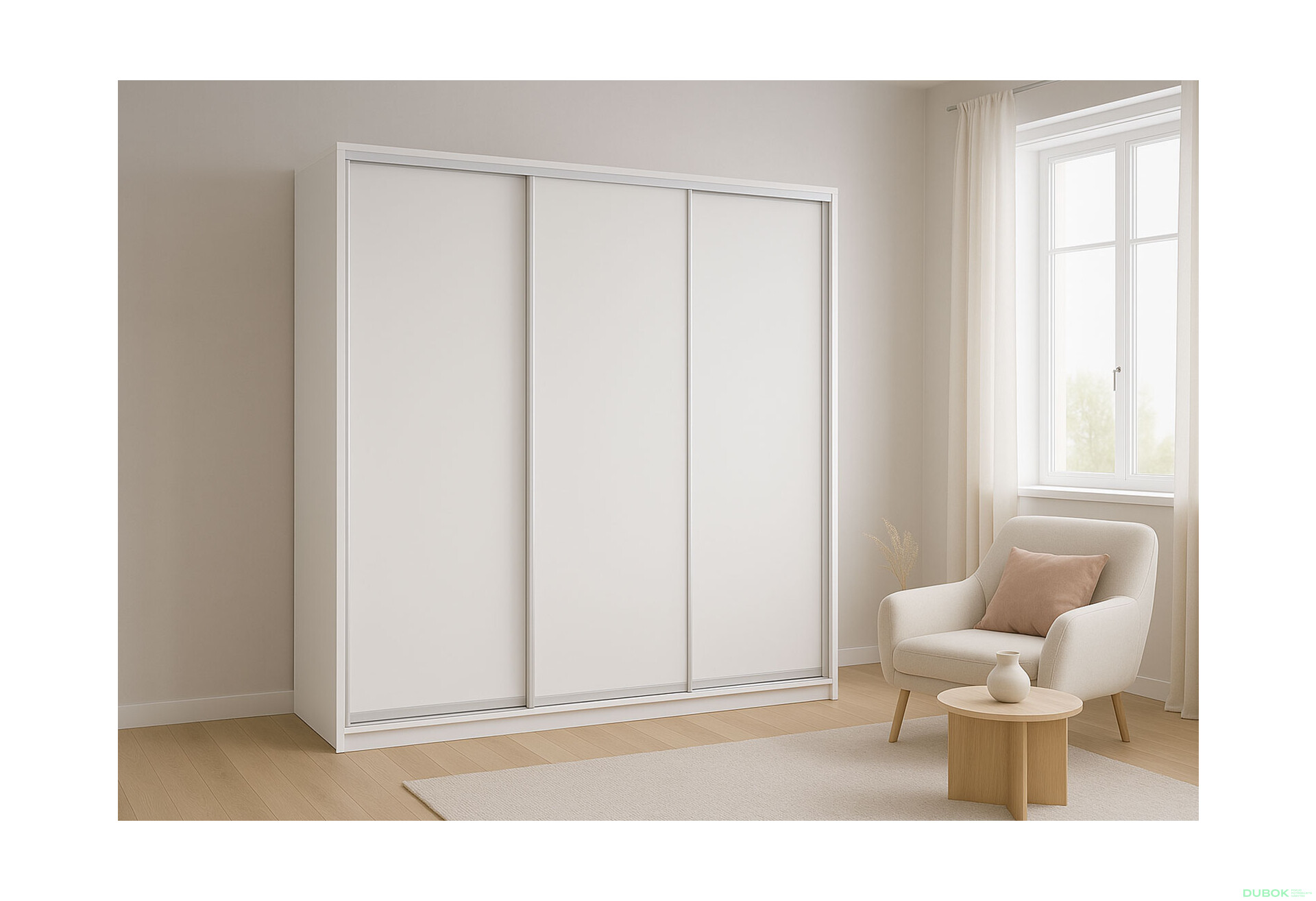 Fotografia 4 - Skriňa s posuvnými dverami Komforto 3 DTD 222x240x60 cm biela