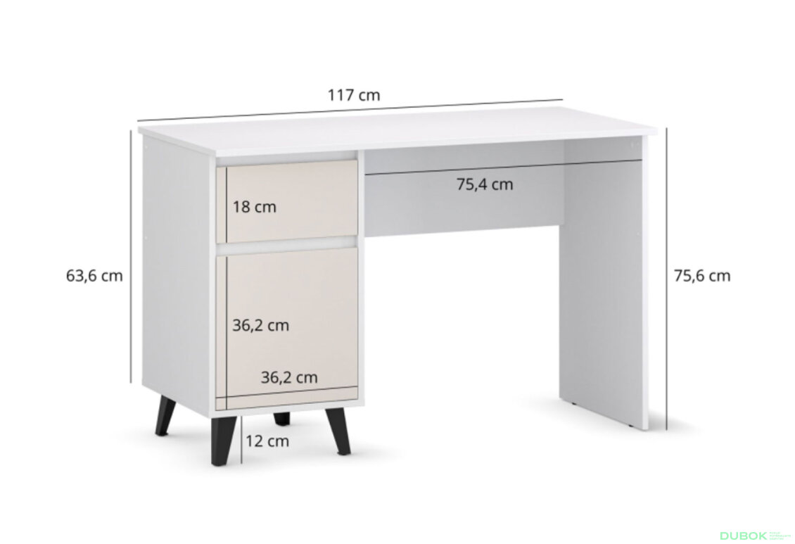 Fotografia 7 - Písací stôl Borg 1d1s/120 biely / kašmír