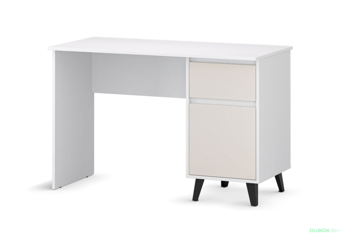 Fotografia 4 - Písací stôl Borg 1d1s/120 biely / kašmír